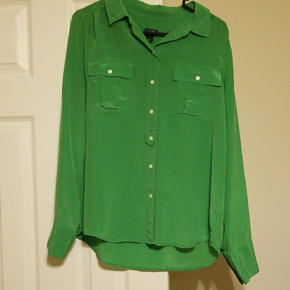 Jcrew womens size medium black label silk blouse